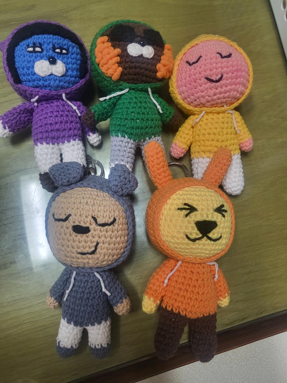 뜨개인형열쇠고리 대형 5개세트