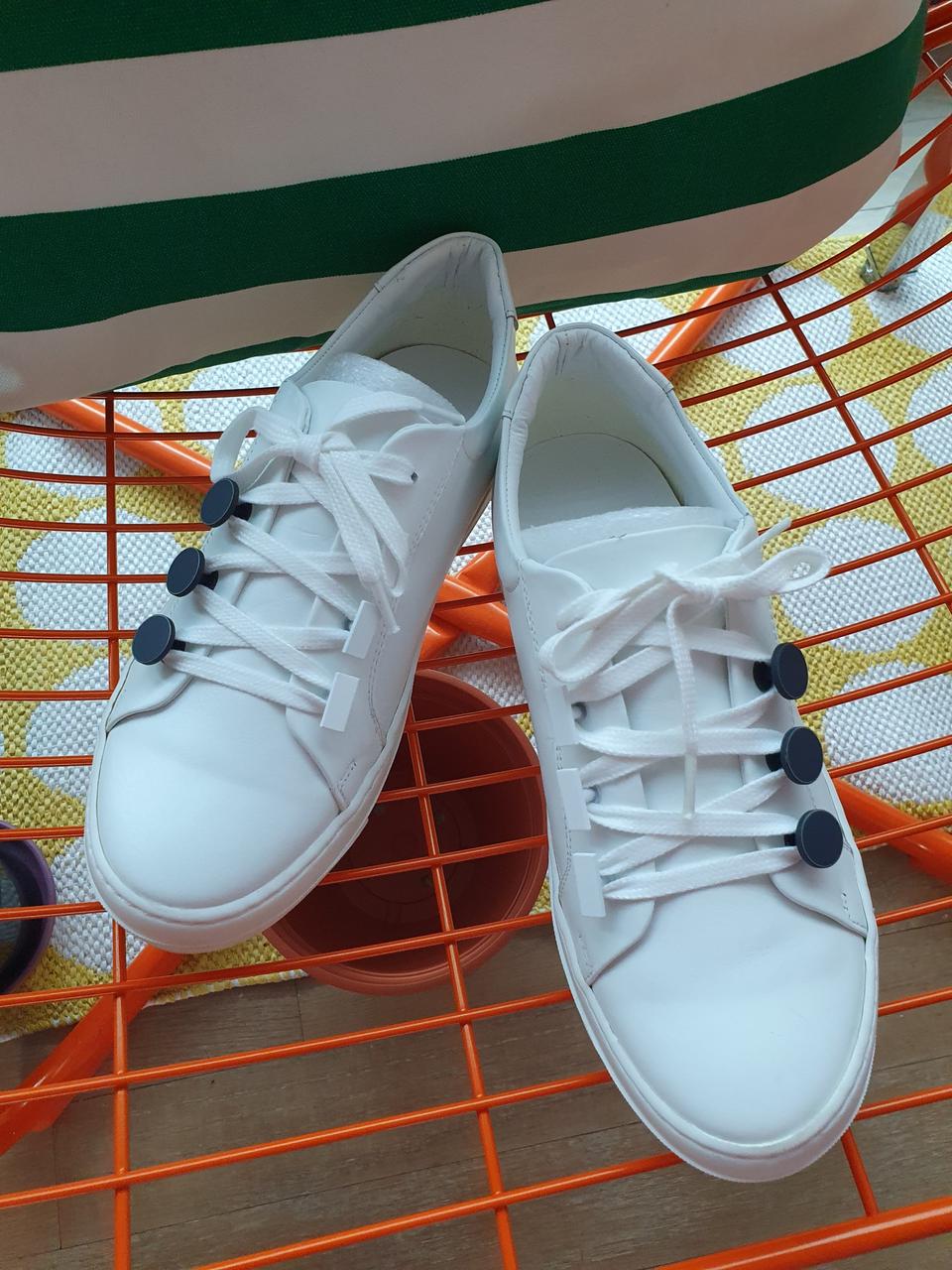 화이트 리얼 가죽 써클 스니커즈 235