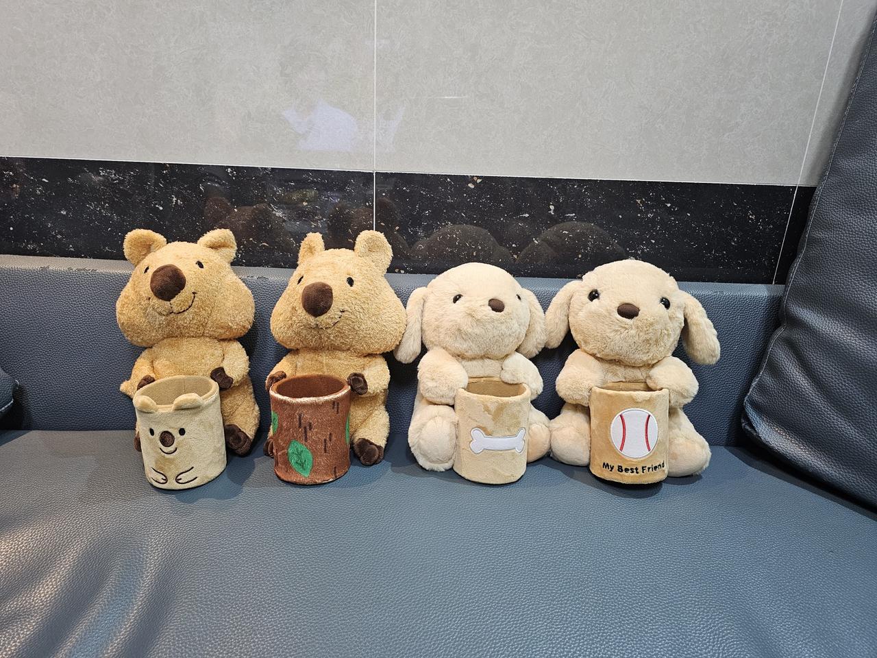 잎사귀 쿼카 연필꽂이 베베,트리랑 뭉뭉이 연필꽂이 뼈다귀랑 공 새거