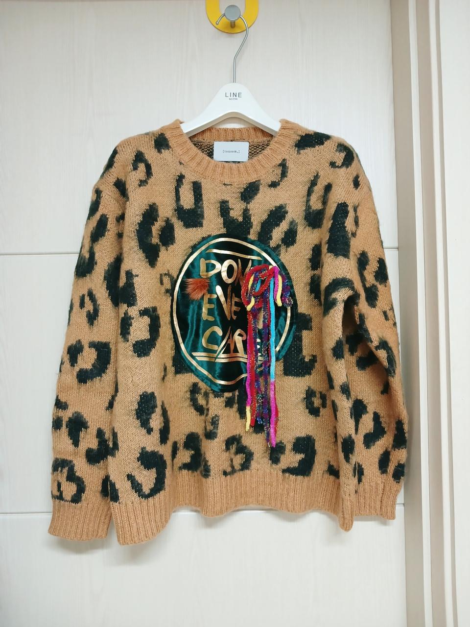 tonsom 독특한 장식 호피 니트스웨터