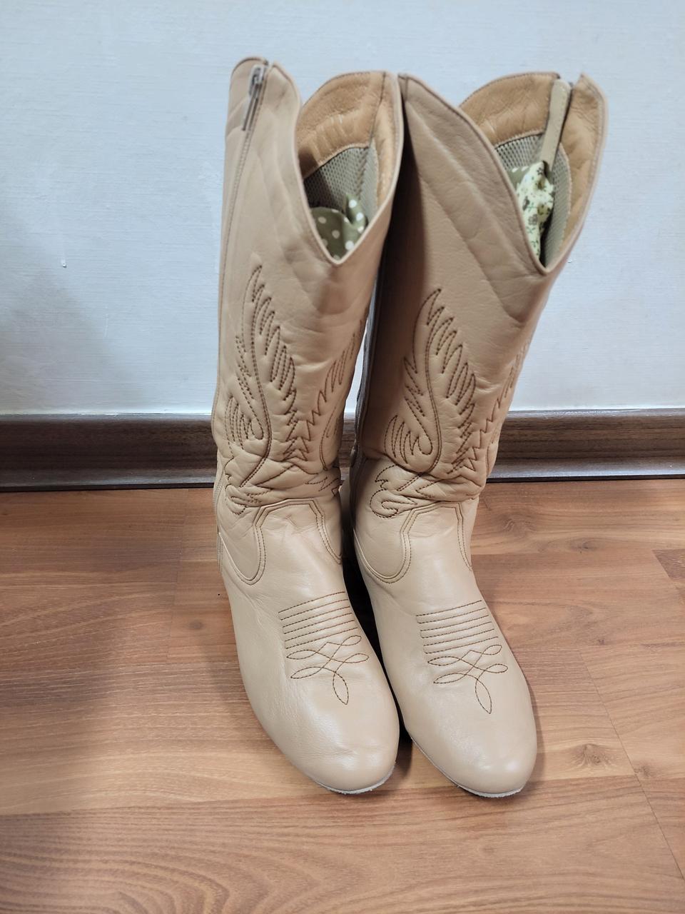 거의새거)양가죽 라인댄스 부츠255mm