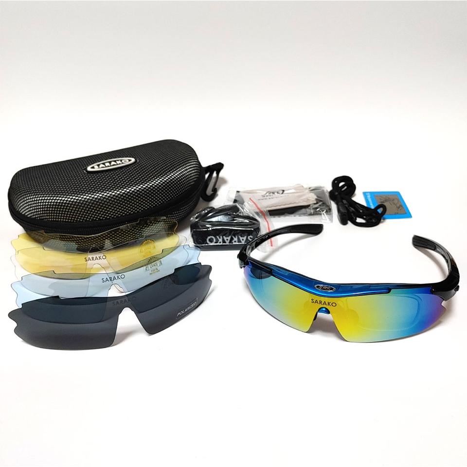 렌즈5종 교체형 편광 선글라스 고글 풀세트 블루 0868