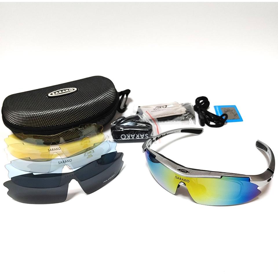 렌즈5종 교체형 편광 선글라스 고글 풀세트 실버 0868