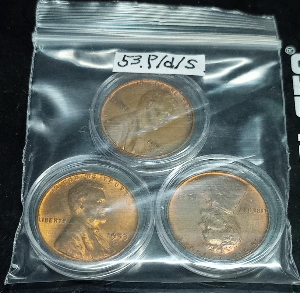 링컨위드페니 1953년 미사용 세트(S,P,D.)