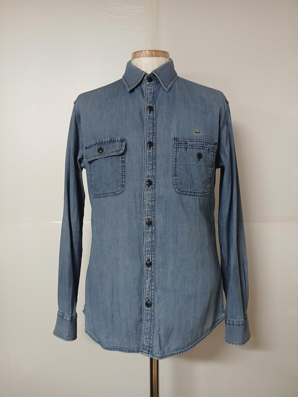 95)라코스테 데님 슬림핏 워싱 청남방셔츠