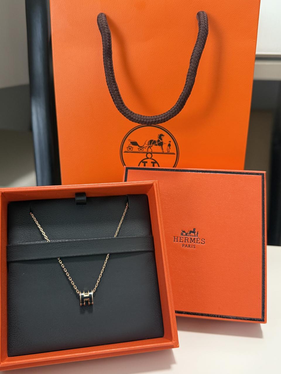 에르메스 팝아슈 미니 목걸이 블랙&금색