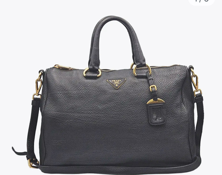 [정품] 프라다 블랙 비텔로 투웨이 금장