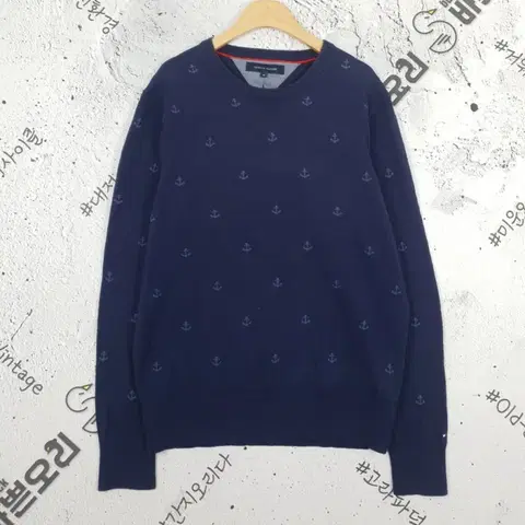 타미힐피거 TOMMY라운드 닻 니트 네이비 2400013