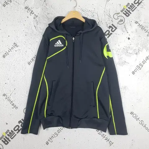 아디다스 ADIDAS 퍼포먼스 후드 집업 져지 차콜 형광 3100073
