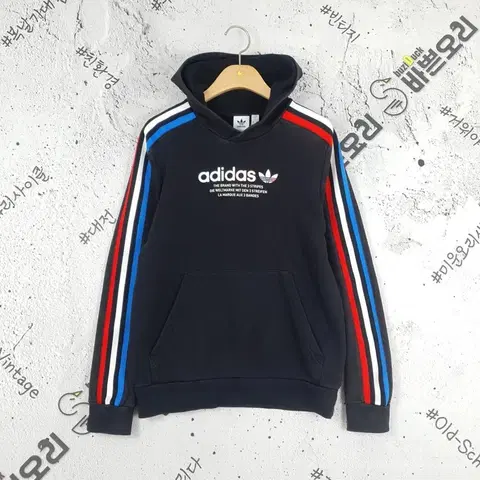 아디다스 ADIDAS 멀티컬러 삼선 후드티 블랙 2300104