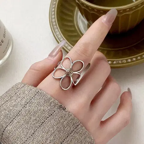 빅 엔틱 꽃 은반지