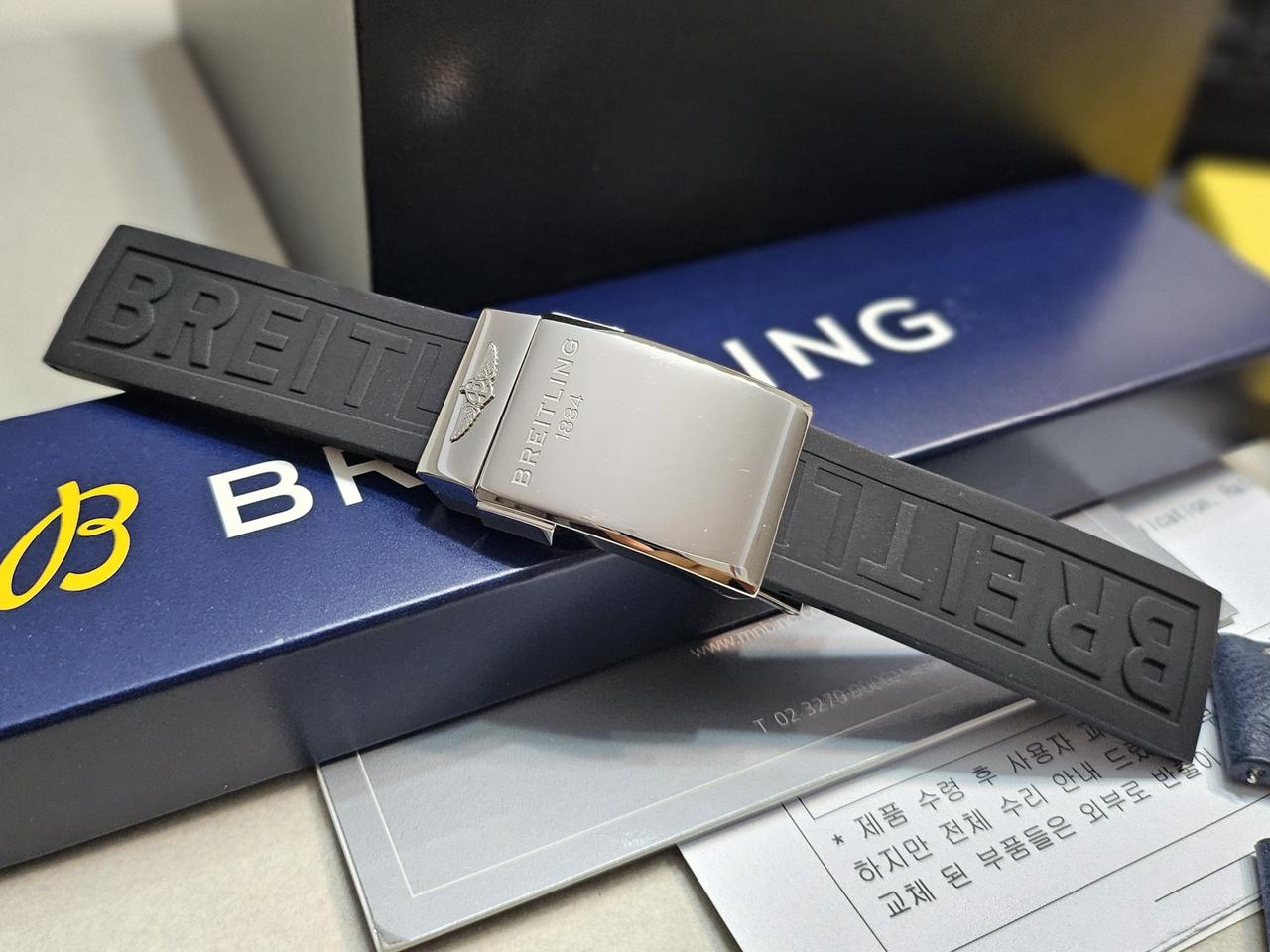 브라이틀링 블랙 레터링 러버밴드 디버클 20-18mm 판매