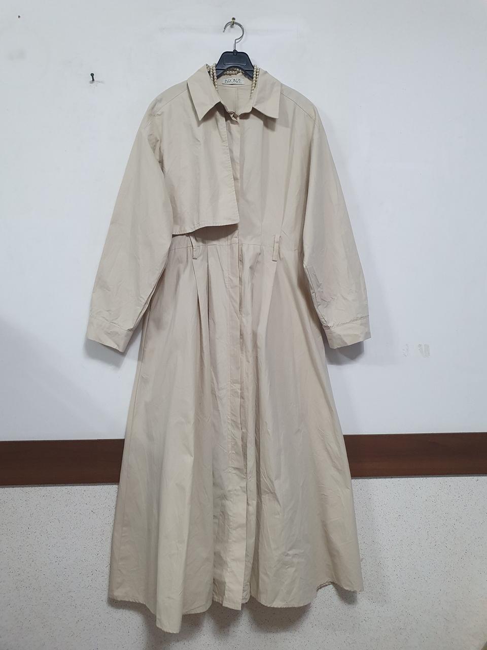 트렌치스타일 셔츠 롱 원피스.플레어.맥시