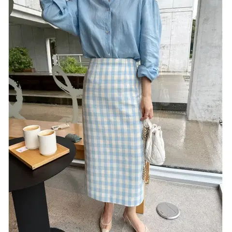 45번가 허밍 체크 스커트 - 소라 M