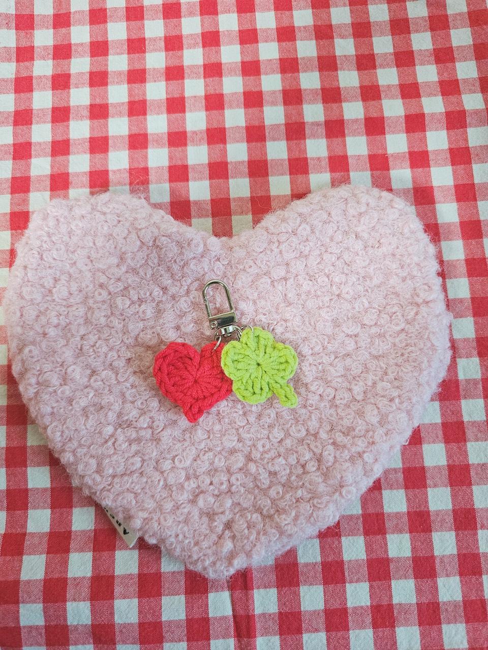 (단체선물 추천) 뜨개 네잎클로버 하트키링