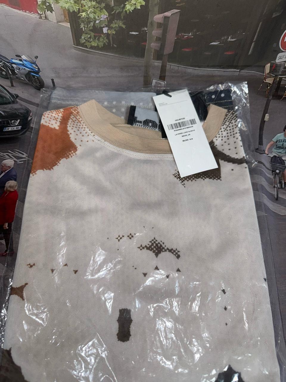 HAUSFOG 레이어드 롱슬리브 티셔츠 (베이지, OS 사이즈)