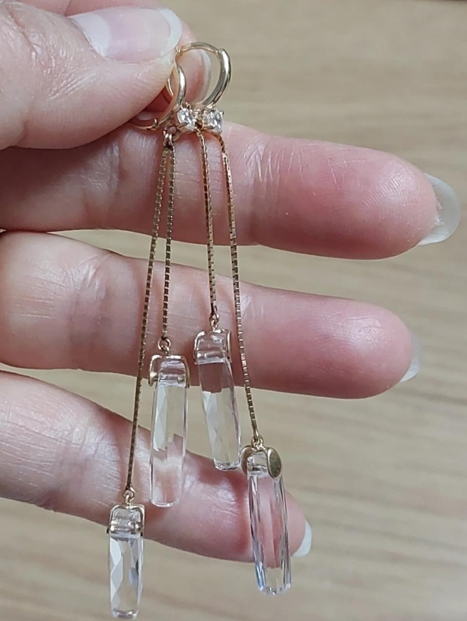 14 K 크리스탈 골드  귀걸이