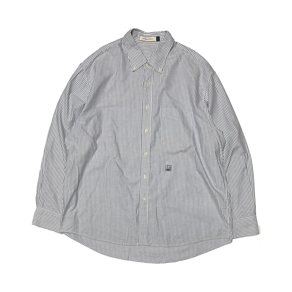 보이센트럴 화이트 블루 핀스트라이프 셔츠