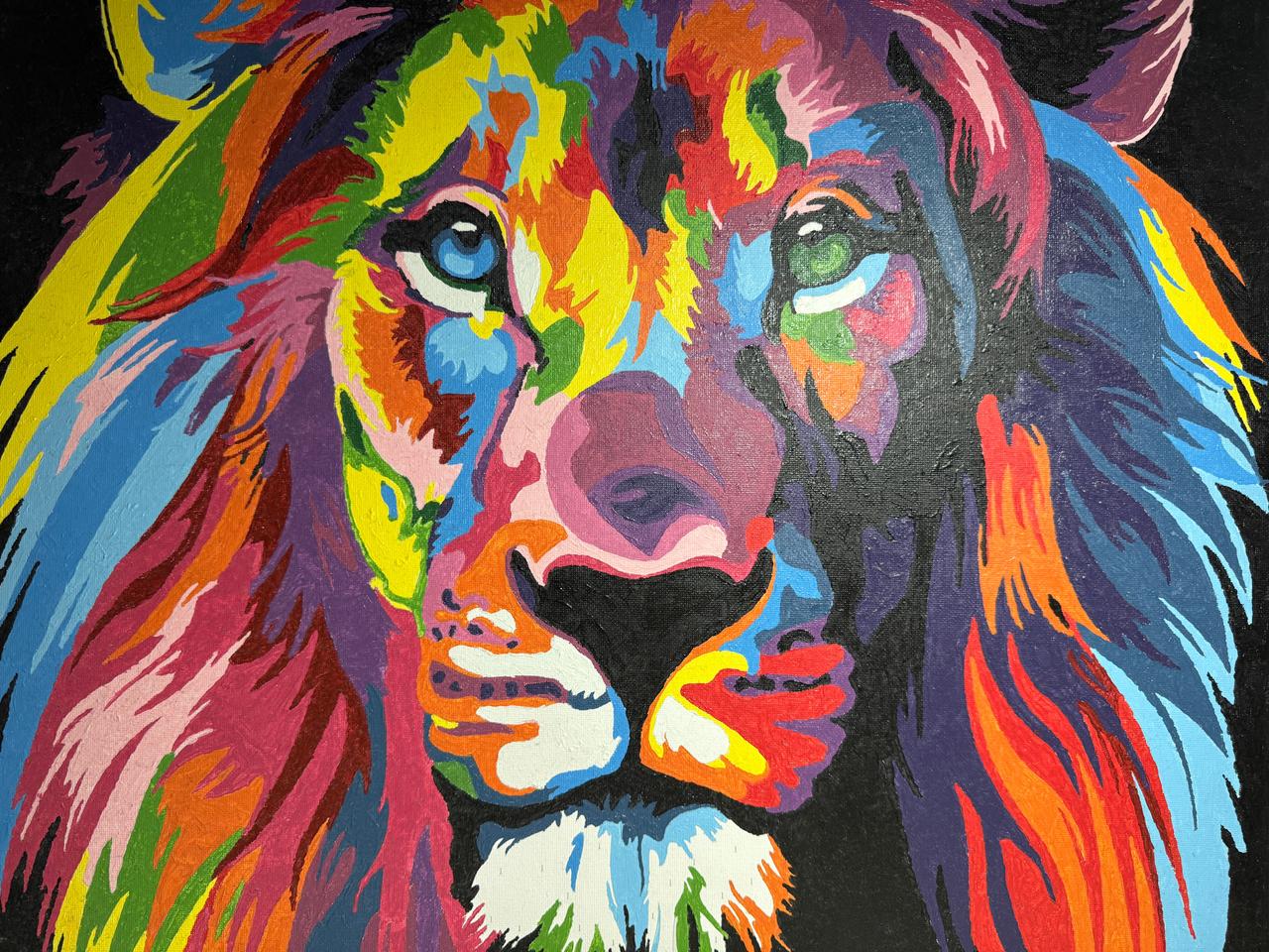 사자 유화페인팅