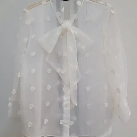 자라 ZARA 도트무늬 시스루 블라우스