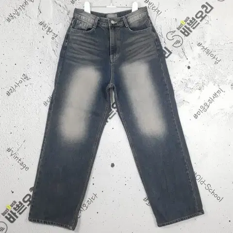 블림진 벌룬 와이드 하이라이트 청바지 흑청 4100026