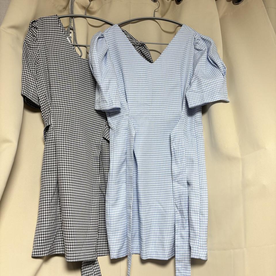 체크 원피스 2벌 뒷지퍼 , 뒷리본끈 1+1