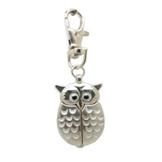새 은색 흰색 소형 고급 부엉이 키링 회중 시계 기념품 여행 쥬얼리
