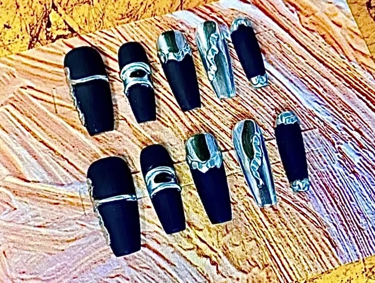 블랙&실버 네일 (L)