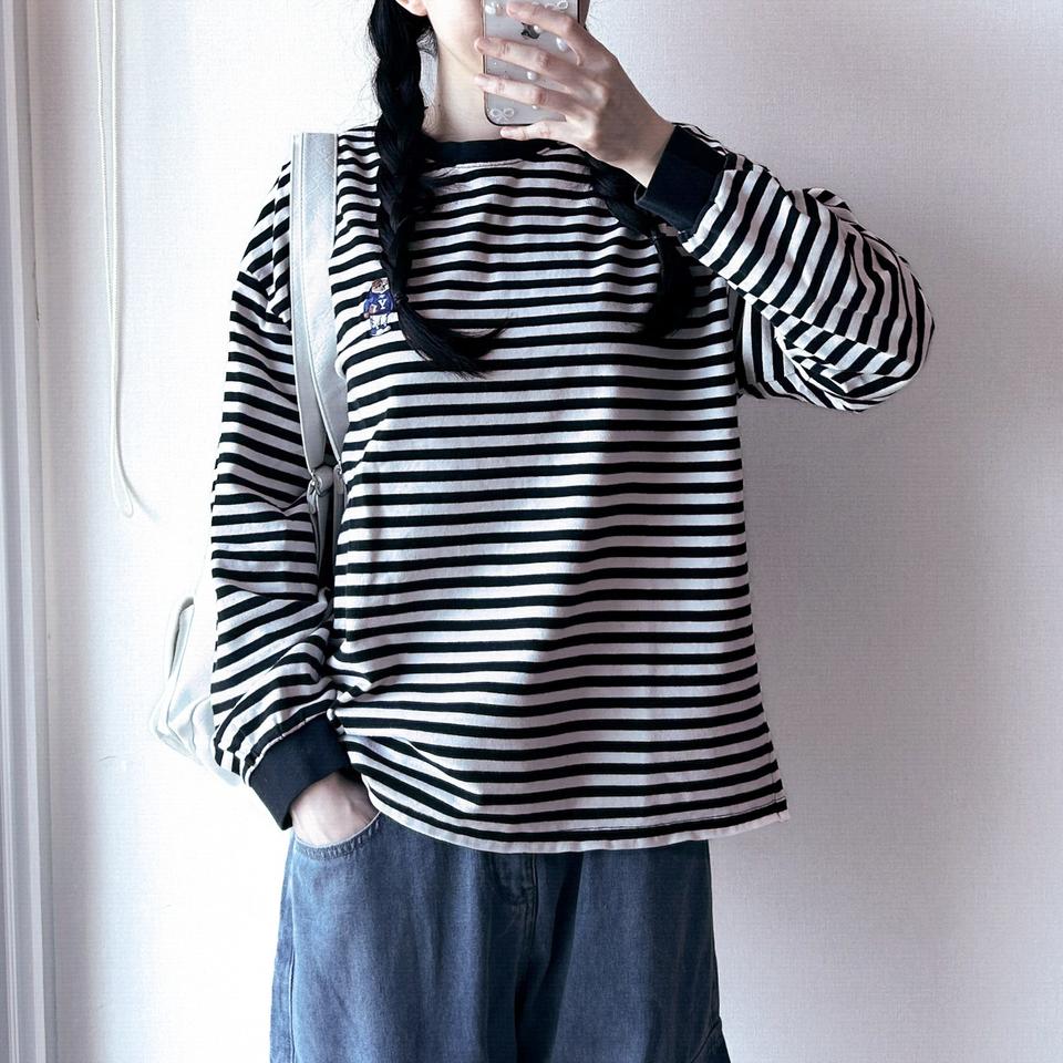 예일 스트라이프 긴팔 롱슬리브