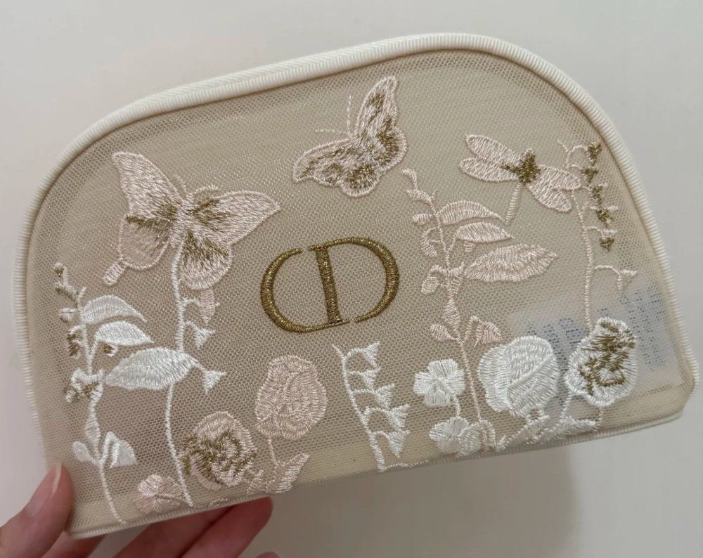 디올 자수 메쉬 파우치