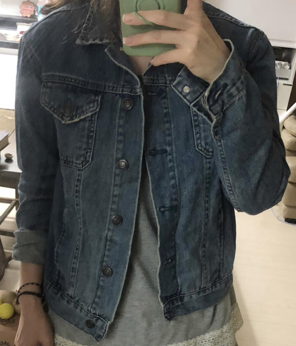 44 ~마른 55 새상품 탑샵 디스트로이드 데님 자켓 찢청 청자켓 이로