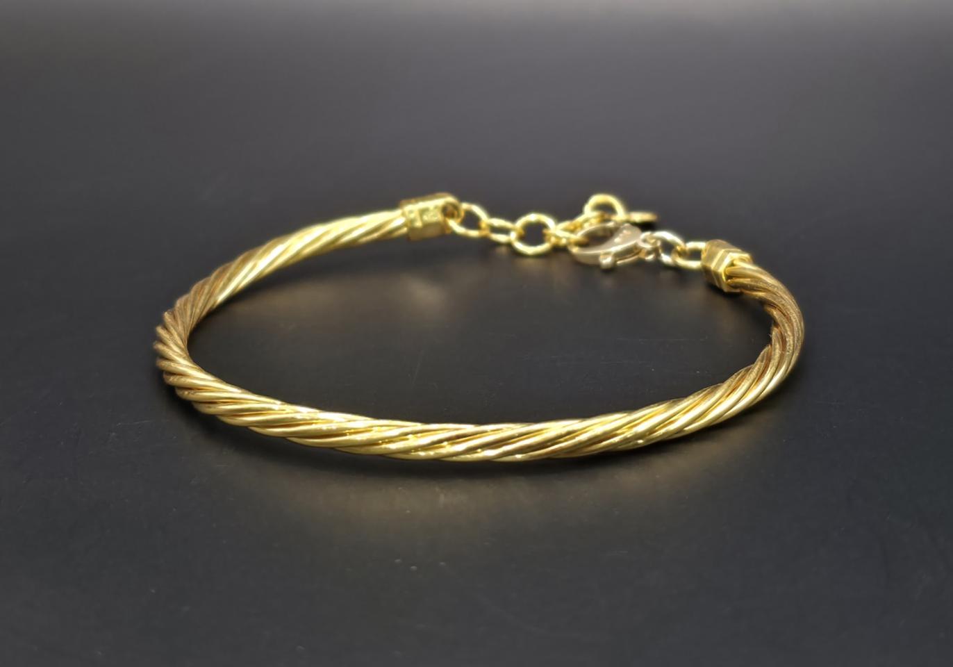 24k 순금 5돈 와이어 뱅글 팔찌 + 18k 장식