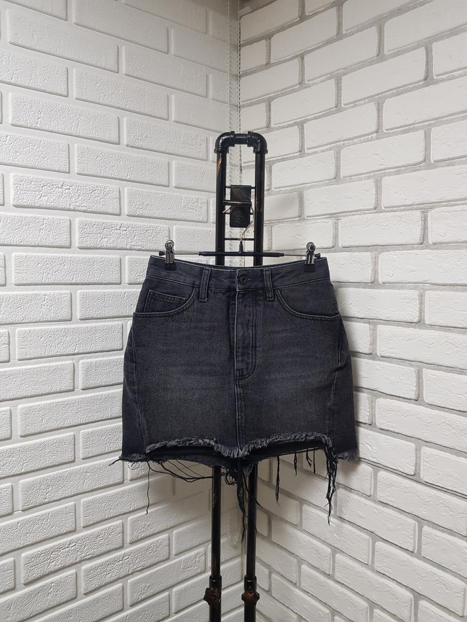 [40/55/정품] 오프화이트 흑청 미니스커트