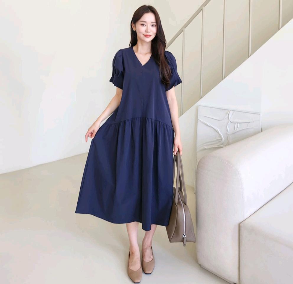소매 핀턱 원피스