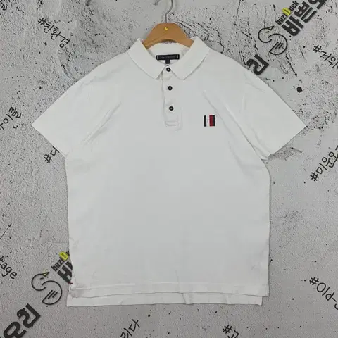 타미힐피거 TOMMY 반팔 슬림핏 카라티 화이트 L 1000153