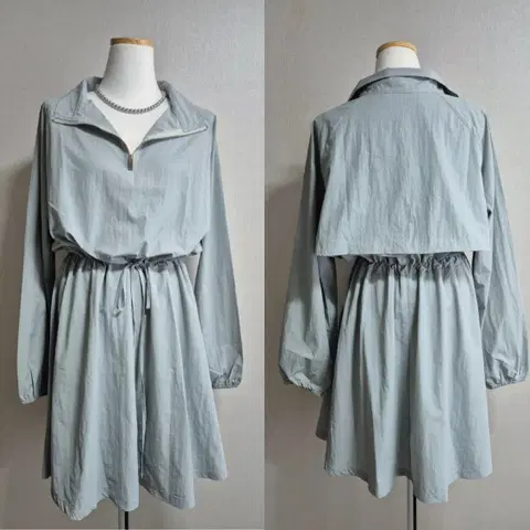 <새상품>(고퀄)바스락 반집업 아노락 스트링 트렌치 바람막이 원피스