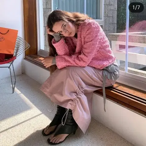 카고 투웨이 스트링 롱 밴딩 카키 스커트 치마