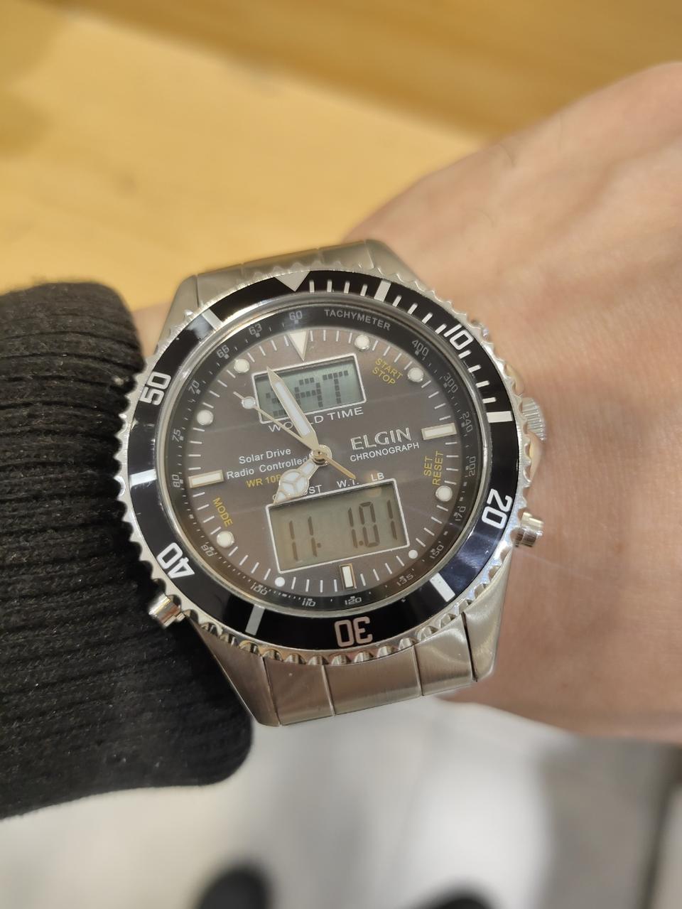 [A급] 엘진 다이버 듀얼타임 솔라 아나디지 라디오컨트롤 전파수신 워치