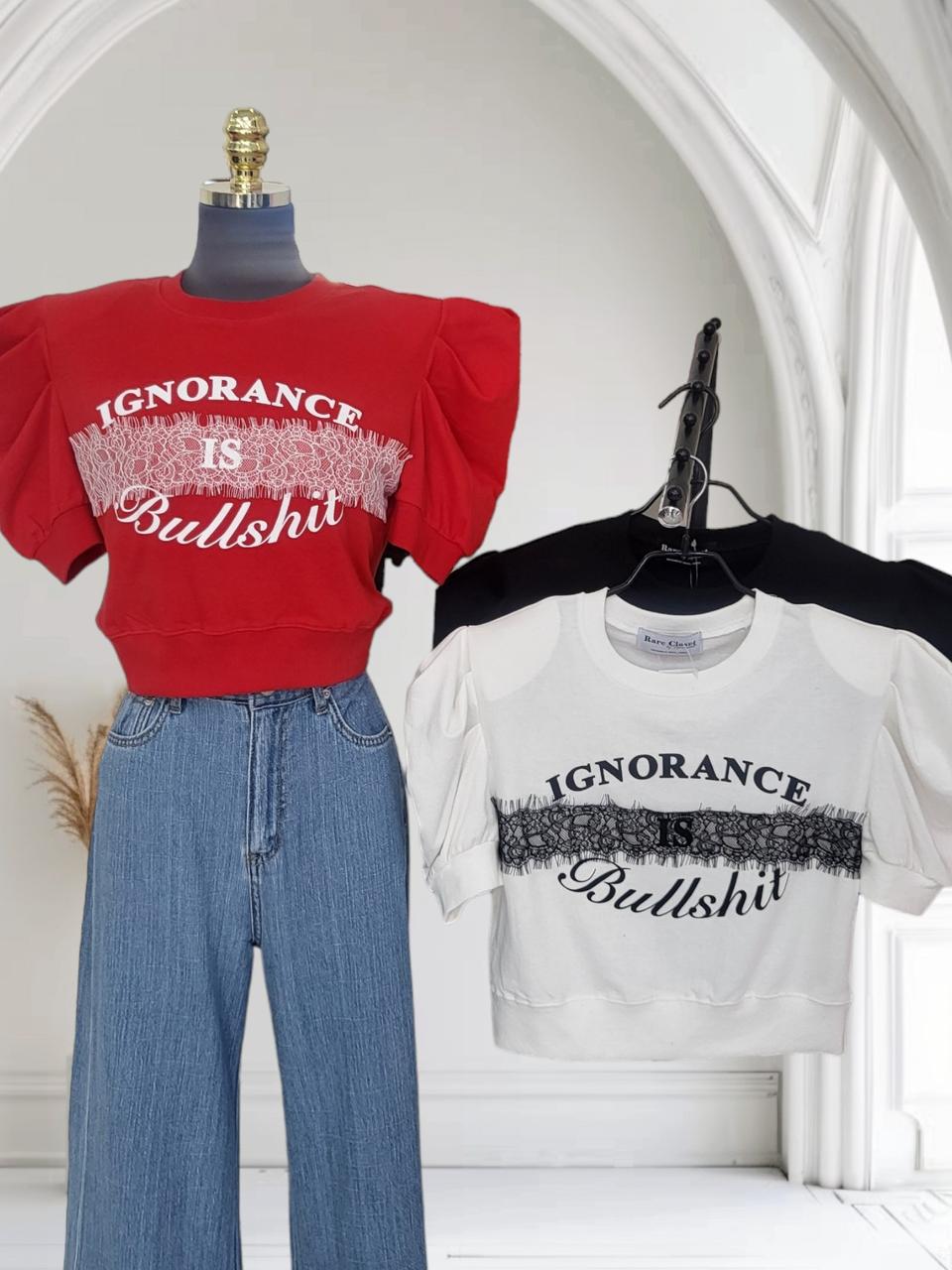 어깨패드 레이스 퍼프 크롭티ㅡ무배