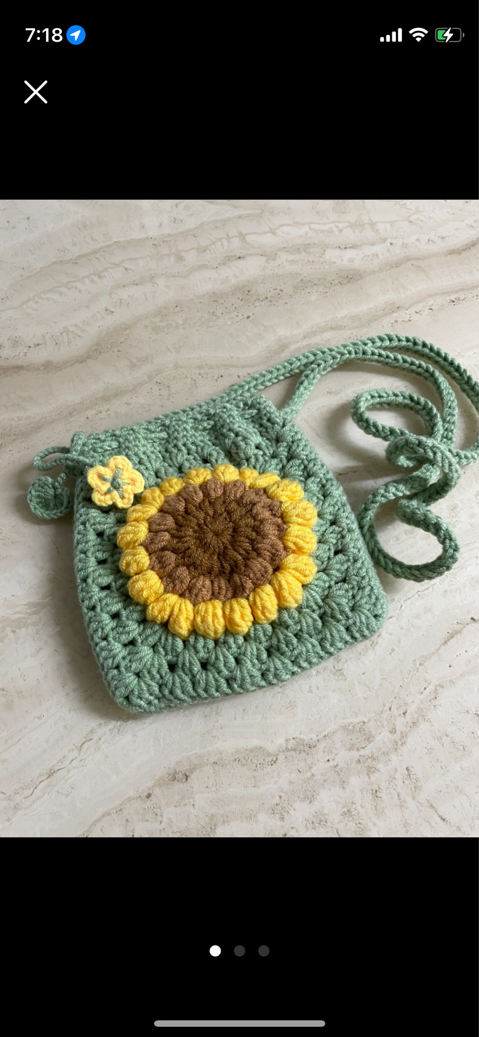 뜨개 해바라기 가방 핸드폰가방 새제품