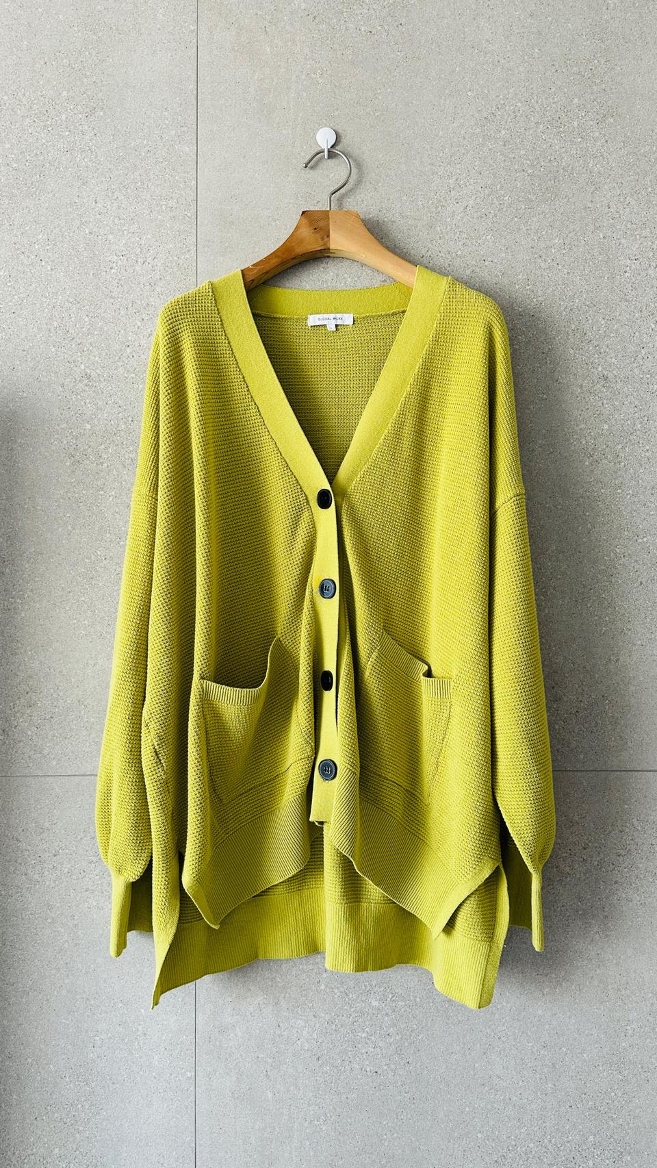 연두색 오버핏 빅사이즈 가디건 L