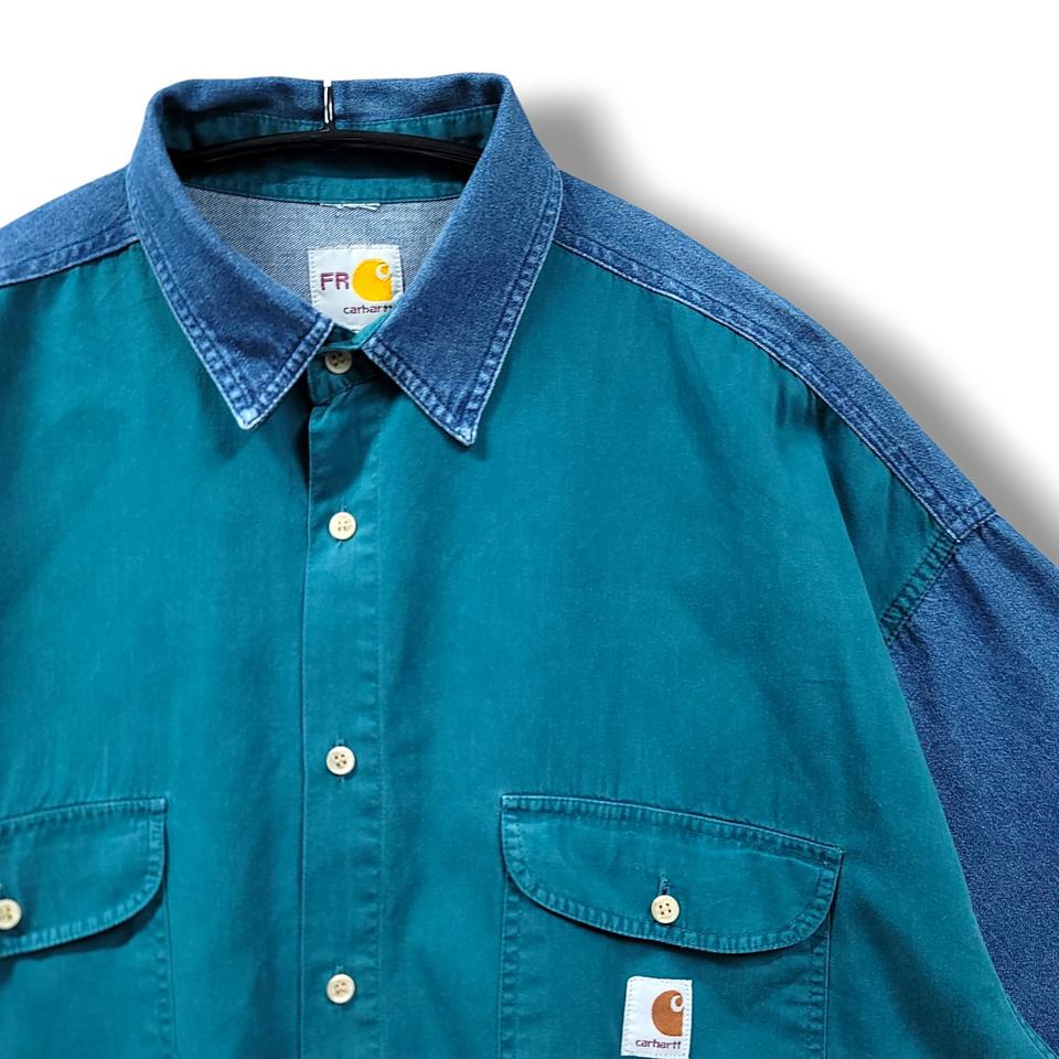 [L] 칼하트 데님 배색 오버핏 긴팔셔츠