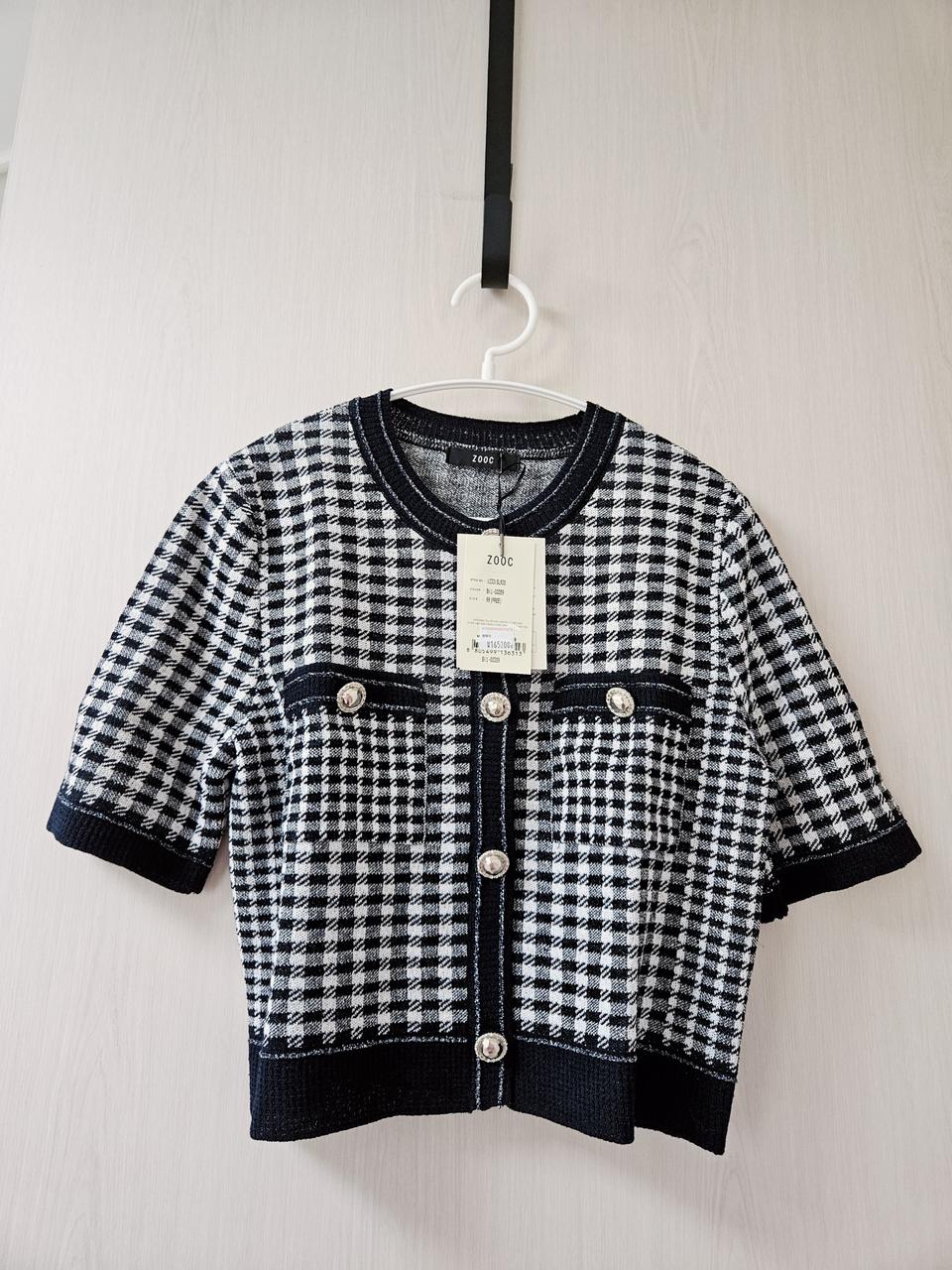 zooc 체크 반팔 가디건(새상품)
