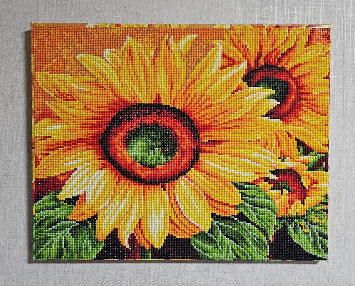 해바라기 보석십자수 완성품