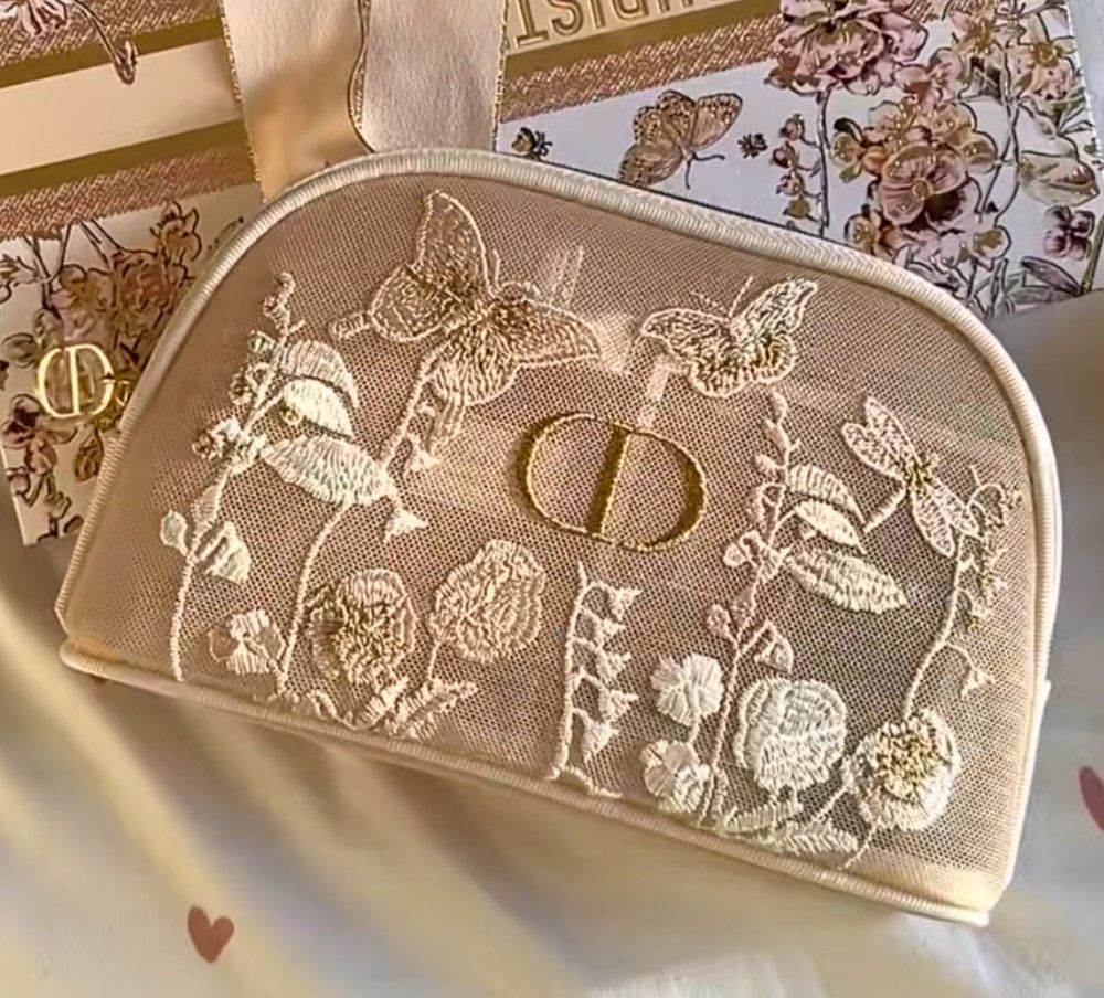 디올 자수 메쉬 파우치