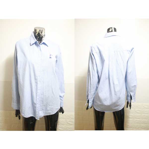 (66~77) 스테파니 하늘색 스트라이프 긴팔 면남방 (66~77)