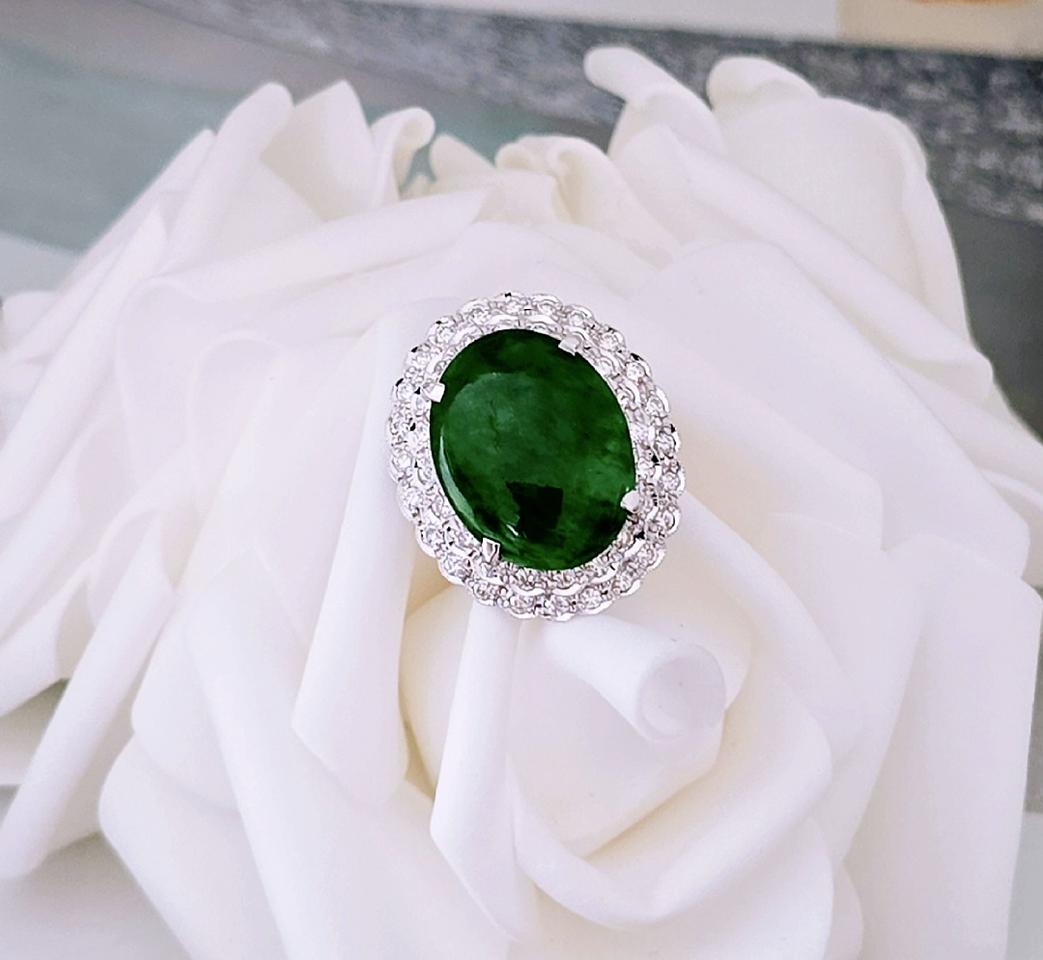 18k비취 다이아 반지