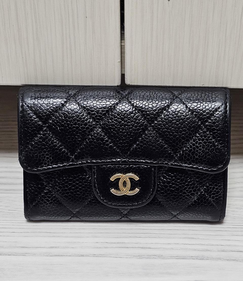 정품 샤넬 금장 캐비어 클래식 카드지갑 (30번대)