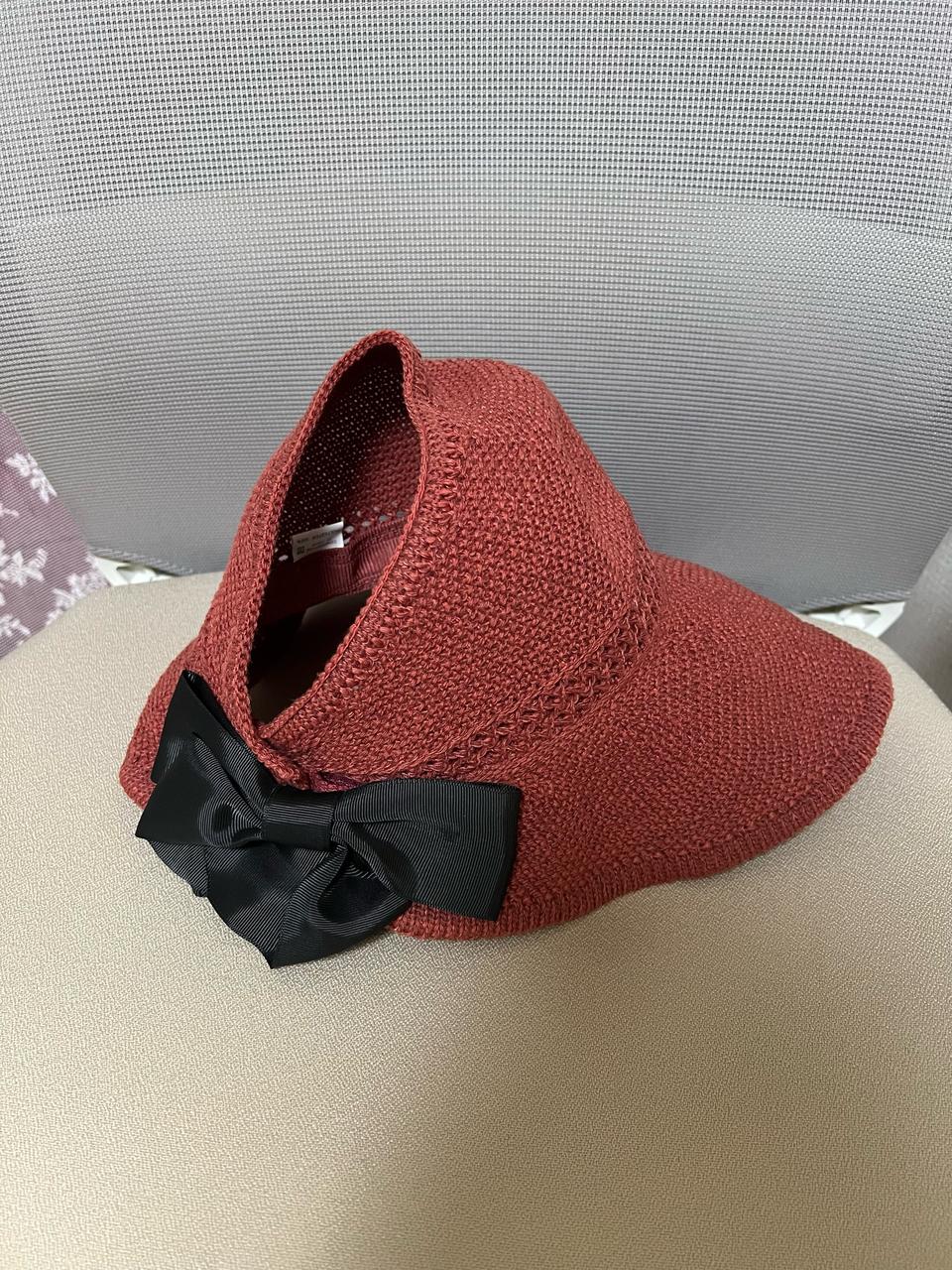 블랙 리본 버건디 여행 모자