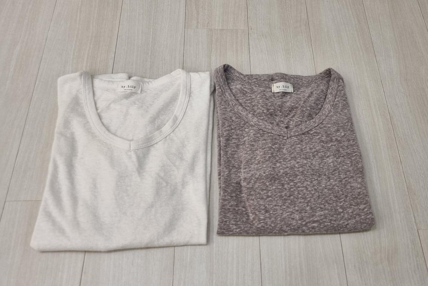 by Lily 브이넥 긴팔 티셔츠 2종 일괄